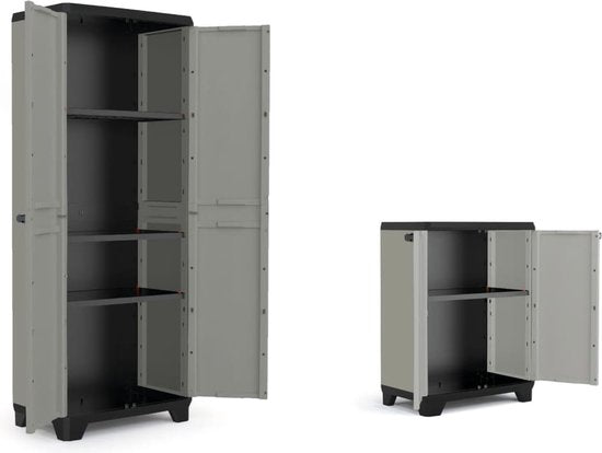 Armoire basse Keter Planet - 1 étagère - 68 x 39 x 90 cm - Gris/Noir
