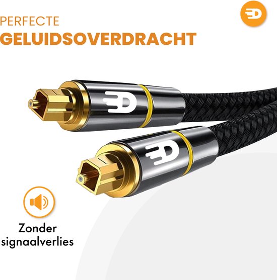 Drivv. Premium Toslink Optical Cable Nylon - Câble audio optique - Mâle vers Mâle - 2 mètres - Noir
