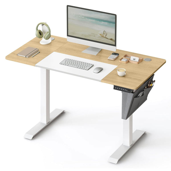 Bureau à réglage électrique Songmics - 120 x 60 cm - Beige/Blanc