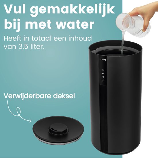 AirKing Humidificateur - Noir - Topfill - 3,5 litres - Hygromètre - Aroma