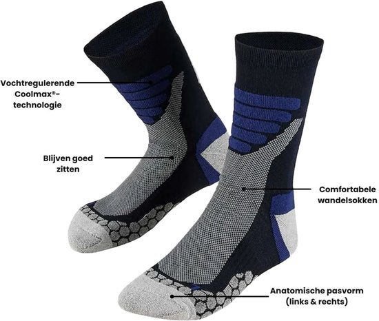 Lot de 2 paires de chaussettes de randonnée Xtreme - Chaussettes unisexes en matière synthétique - Multi Blue