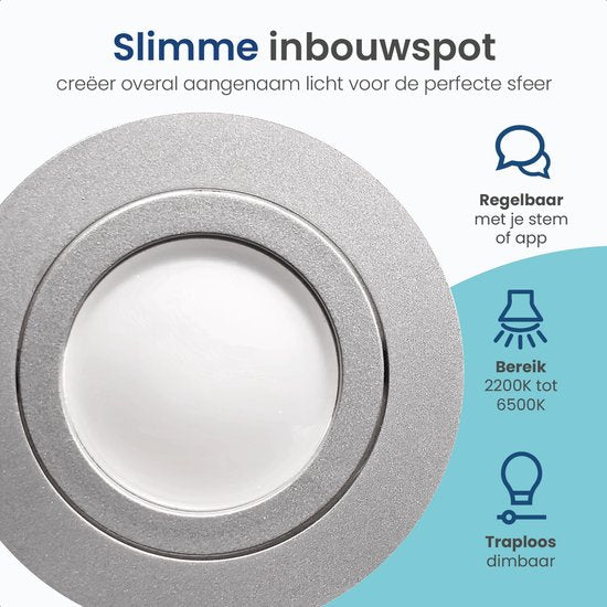 Gologi Smart Recessed Spotlights - Smart LED Downlight Dimmable - Tiltable - Warm White Light - Gu10 LED Lamp - White