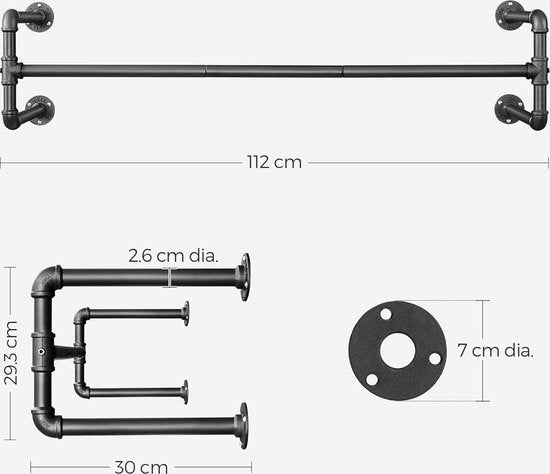 Porte-vêtements - Porte-vêtements en métal noir - Porte-vêtements design industriel