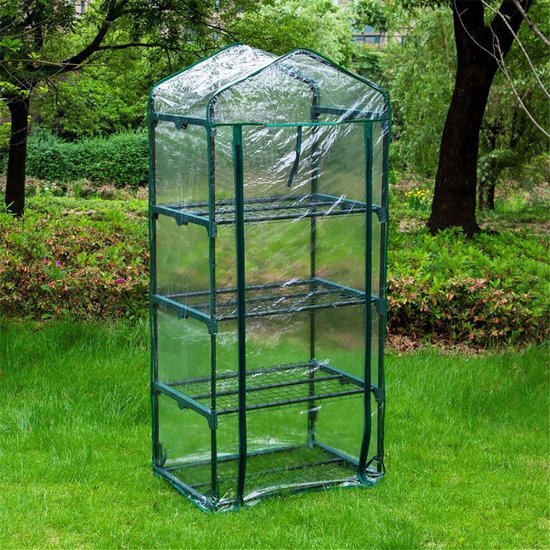 Kinzo Garden - Serre en plastique - serre à 4 étages - 69 x 49 x 160 cm - Vert