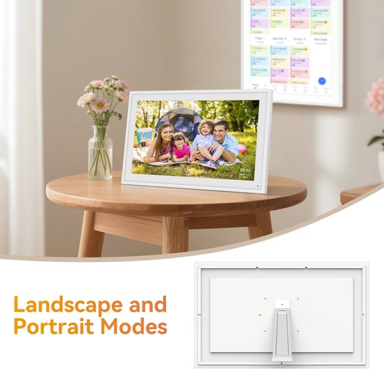 Cadre photo numérique TABWEE P15 15,6 pouces avec écran tactile – Full HD 1080p, planificateur familial intelligent, liste de tâches, écran interactif pour la cheminée – Montage mural ou sur bureau pour une organisation fluide