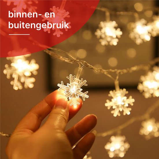 Nuvance - Flocons de neige LED - 1,5 m - 10 étoiles - Lumières de Noël pour l'intérieur et l'extérieur - Décoration de Noël - Guirlande de Noël - Blanc chaud