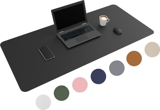 WURK Tapis de bureau professionnel en cuir synthétique - Organisateur de bureau - Accessoires de bureau - Tapis de souris XXL - Avec clip de câble - 120x60 - Noir
