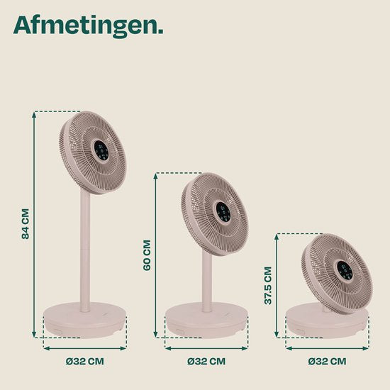 Ventilateur sans fil VONROC BREEZE – Silencieux (<44 dB) – 24 vitesses – léger et portable – 3 modes de ventilation : Naturel, Sommeil, Normal – Modulaire : ventilateur de table et ventilateur sur pied – Écran tactile haut de gamme – Télécommande incluse