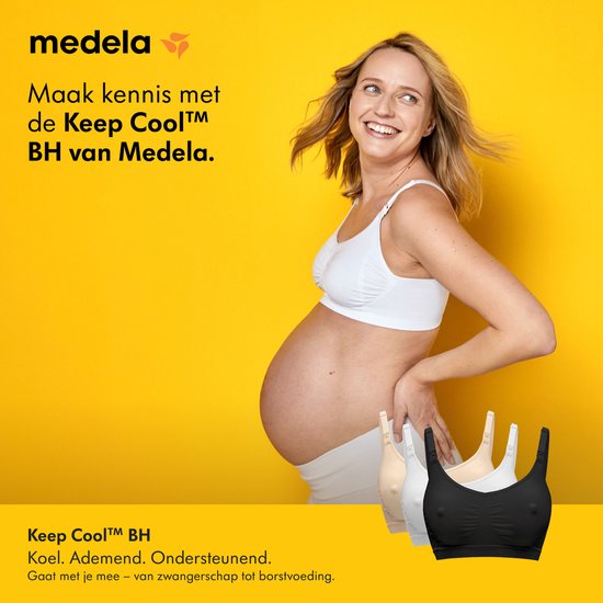 Soutien-gorge Medela Keep Cool - Soutien-gorge d'allaitement sans coutures - Soutien-gorge de grossesse avec 2 zones respirantes - Tissu Soft Touch - Blanc - Taille S