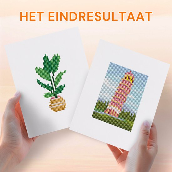 Rubye® Mini peintures de diamants - 2 pièces - Set - Adultes - Peinture de diamants pour enfants - Tour de Pise et plante d'intérieur - 15x20cm