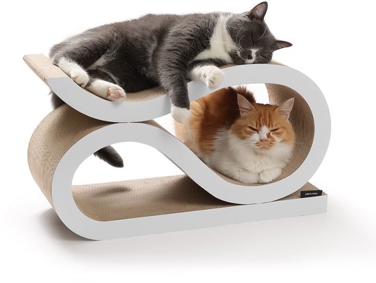 Jake and Jacky Scratching Cardboard for Cats 2 in 1 Model - Scratching Post Cardboard - Scratching Board - Scratching Basket - Scratching Furniture - Cardboard Scratching Mat - Cat Basket - Cat Bed - 60x24x34cm