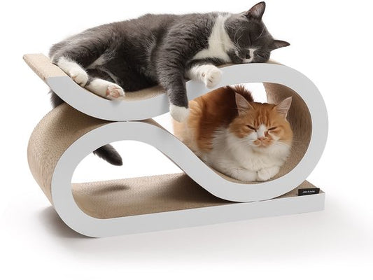 Jake and Jacky Scratching Cardboard for Cats 2 in 1 Model - Scratching Post Cardboard - Scratching Board - Scratching Basket - Scratching Furniture - Cardboard Scratching Mat - Cat Basket - Cat Bed - 60x24x34cm