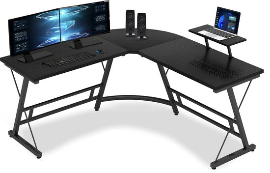 Bayt Corner Desk - Bureau - Gaming Desk - Bureau en L - Table d'ordinateur - Noir - 129 x 129 x 74 cm