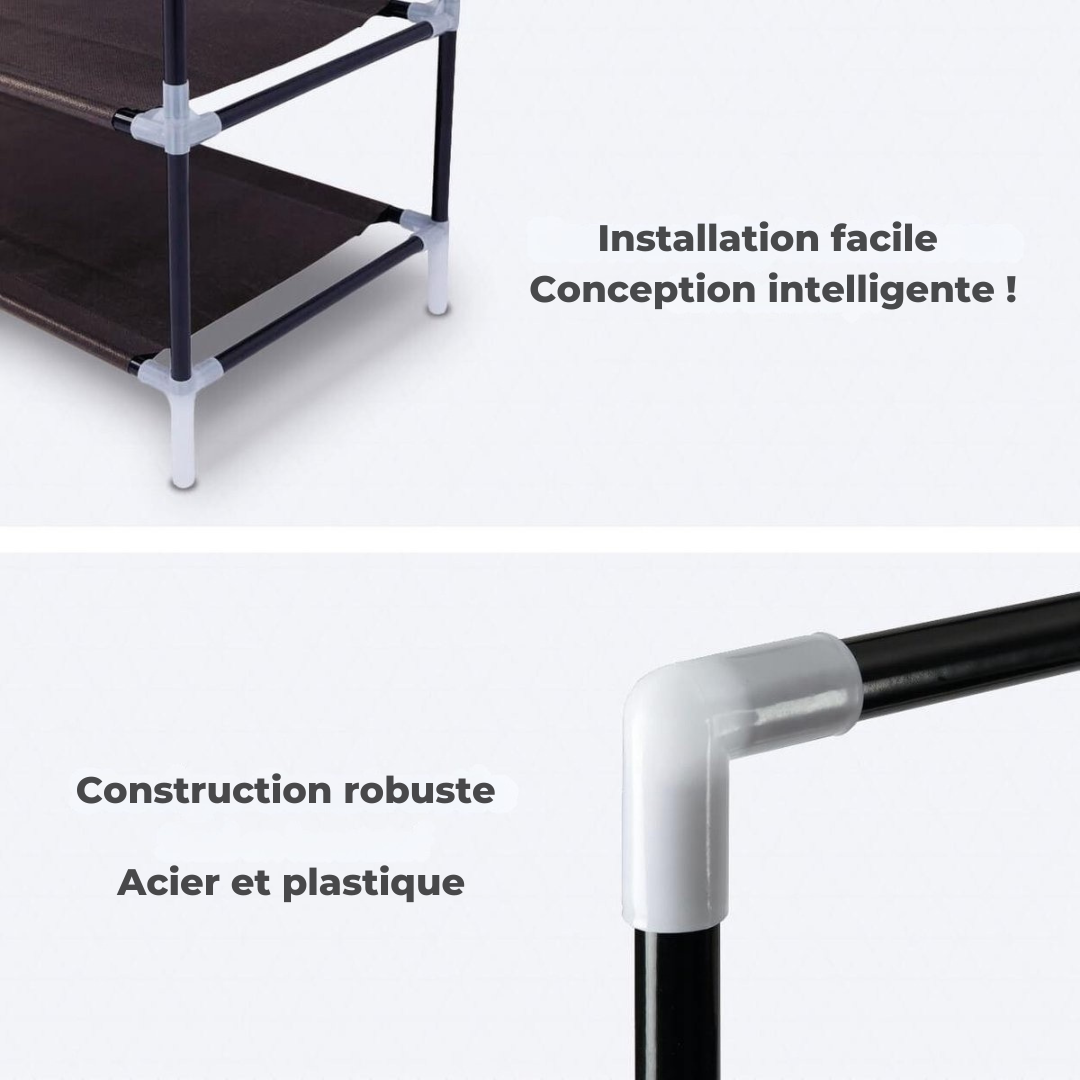 LifeGoods Shoe Rack - 5 couches - Système de rangement pour 30 paires de chaussures - Plastique - Noir