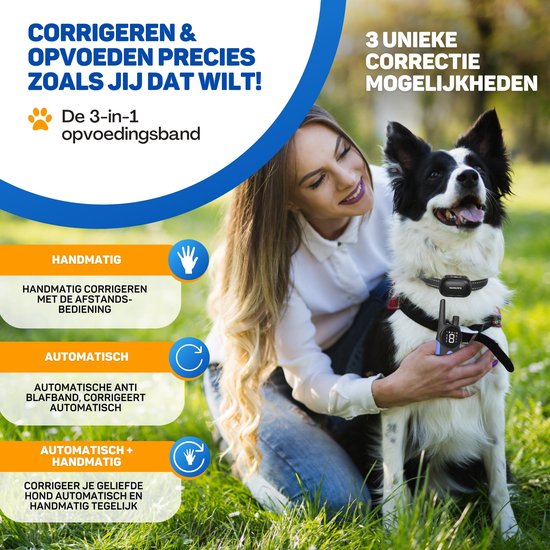Vulpes Goods® Pets - Collier anti-aboiement Max avec télécommande - Collier d'éducation 3-en-1 sans choc - Anti-aboiement pour petits et grands chiens - manuel & automatique - Rechargeable - Vibration, Audio & Ultrasons