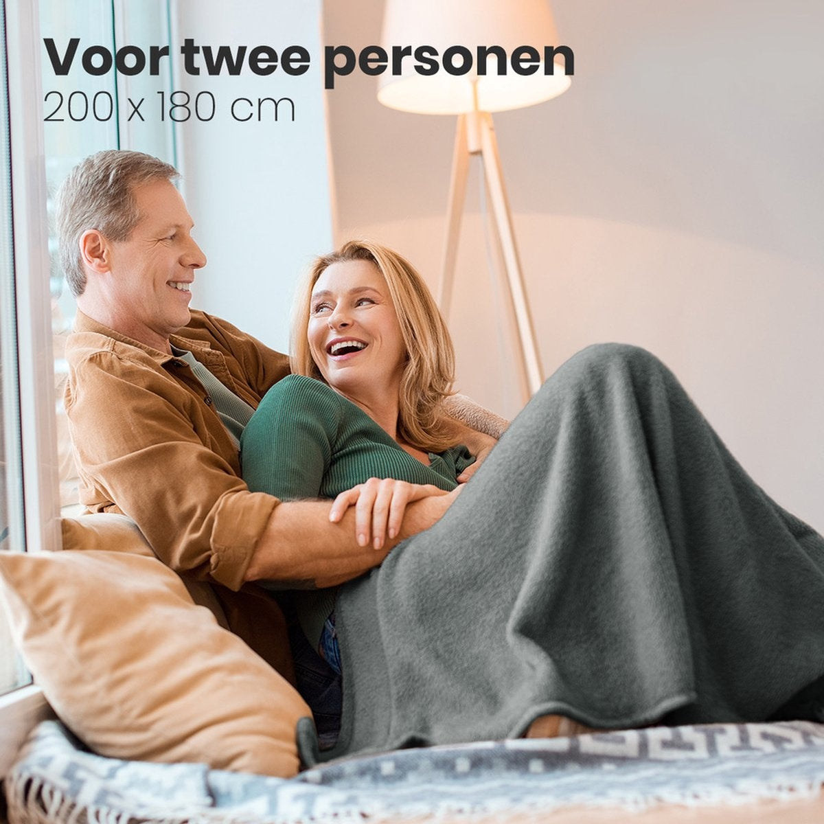 Couverture chauffante - Auronic - 2 personnes - 3 niveaux - Avec minuterie - 200 x 180 cm - Gris