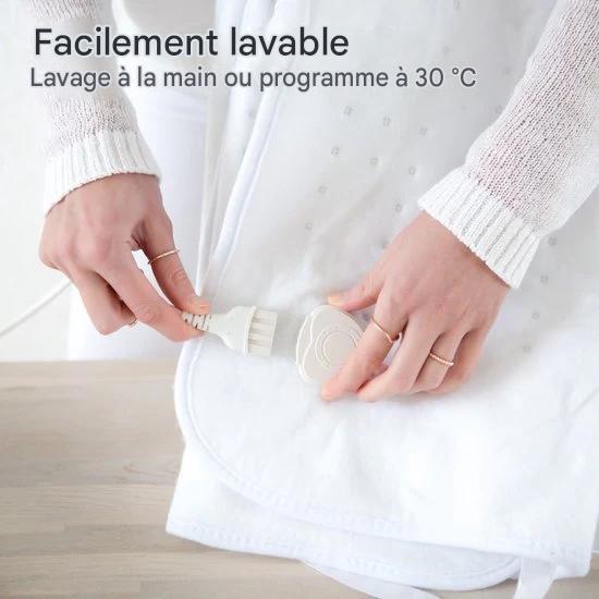 Couverture électrique - Auronic - 2 personnes - 160x140cm - avec élastiques d'angle et 2 contrôleurs - Blanc