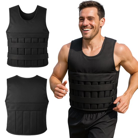 Fitby Gilet de musculation ajustable 10KG - Gilet de musculation - Gilets de musculation - Poids - Musculation et Crossfit - Cardio - Convient à partir de la taille L - Noir