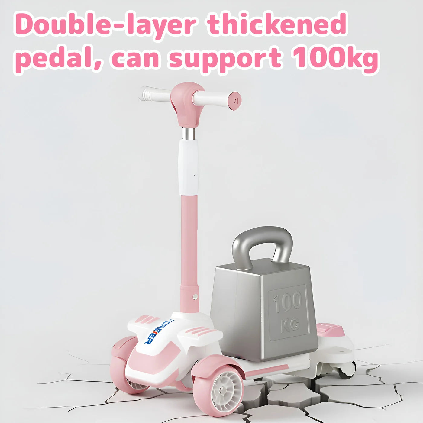 Trottinette pour enfants Neuleb à 4 roues - Siège pivotant - Réglable - Rose - De 3 à 8 ans