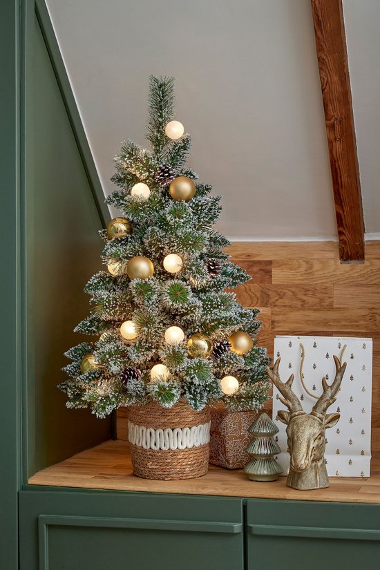 Black Box Trees Sapin de Noël artificiel Kaprun avec décorations H 90 x P 61 cm - Sapin artificiel en pot - Sapin de Noël artificiel d'intérieur - 120 branches - Vert