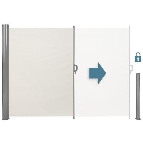 tectake - Brise-vent extensible en aluminium 180 x 300 cm beige 401529