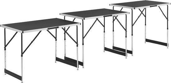 Table pliante en aluminium 3 pièces / Table pliante / Table de camping - Multifonctionnelle - Noir