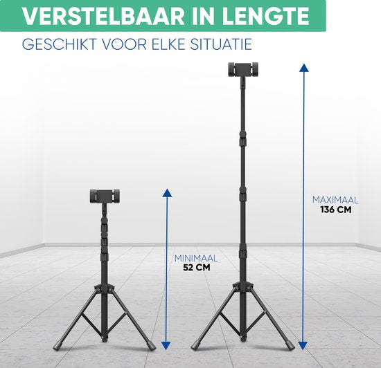 Serve Tablet Stand - Tripod Holder Tripod for Smartphone & Tablet - Incl. Carrying Bag & Bluetooth Remote - iPad Tablet Holder Lectern Aluminium - Black