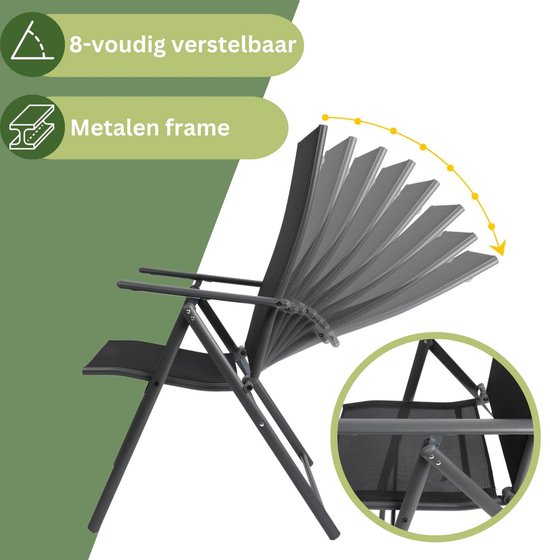 Albatros Aruba Garden Chairs Set of 2 - Chaises de jardin pliantes avec structure métallique robuste et grande capacité de charge - Chaises pliantes confortables également comme chaises de terrasse ou chaises de balcon