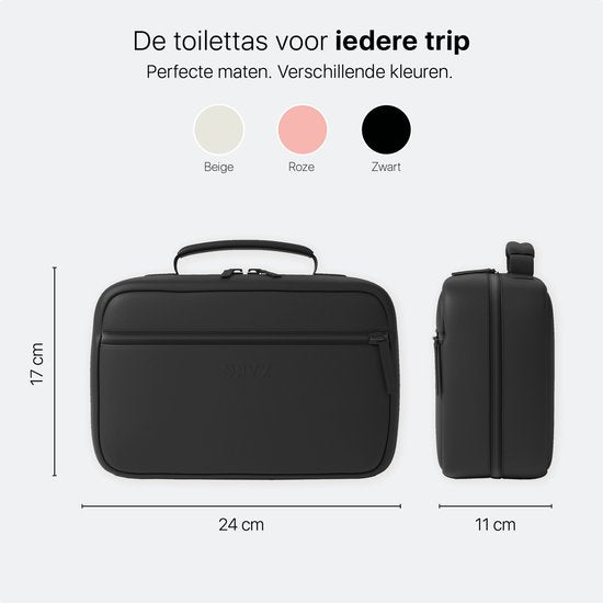 ONYX Trousse de toilette noire - Trousse de maquillage - Organisateur de cosmétiques - Disposition intelligente - Trousse de beauté et miroir de maquillage - Trousse de toilette à suspendre avec crochet - Femmes et hommes - Taille : M
