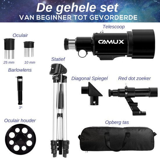 CAMUX Telescope - Stargazer - Convient aux adultes et aux enfants - Vision nocturne - Astronomie