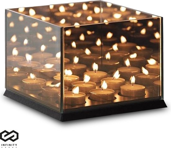 Porte-bougies Infinity Goods - Porte-bougies - 9 bougies - Verre miroir réfléchissant - Porte-bougies - Noir