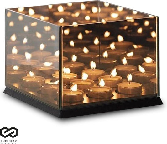 Porte-bougies Infinity Goods - Porte-bougies - 9 bougies - Verre miroir réfléchissant - Porte-bougies - Noir