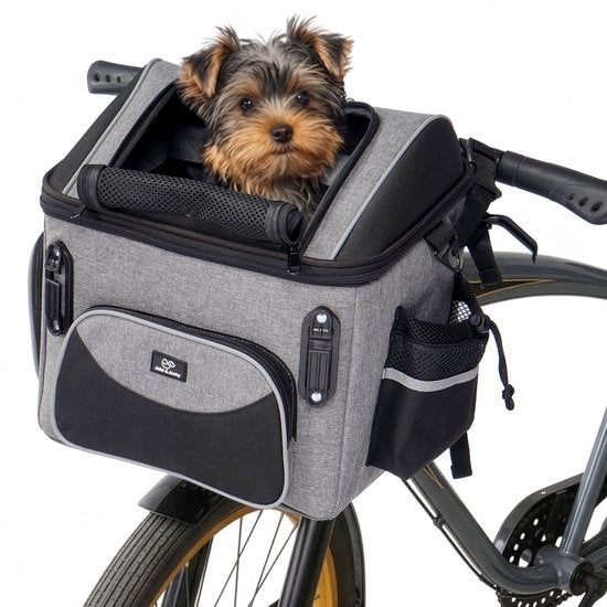Panier pour chien Jake et Jacky - Panier pour chien à l'avant du vélo - Panier pour chien à vélo - Siège auto pour chien - Petits chiens (max. 8 kg) - 39 x 28 x 34 cm