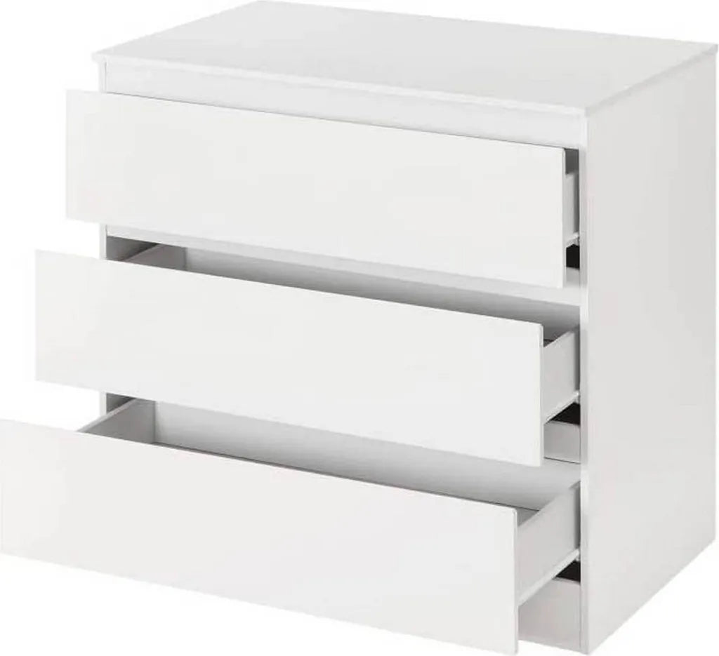 Commode Woltu avec 3 tiroirs - Blanc brillant - 80 x 78 x 48 cm - Design spacieux et moderne