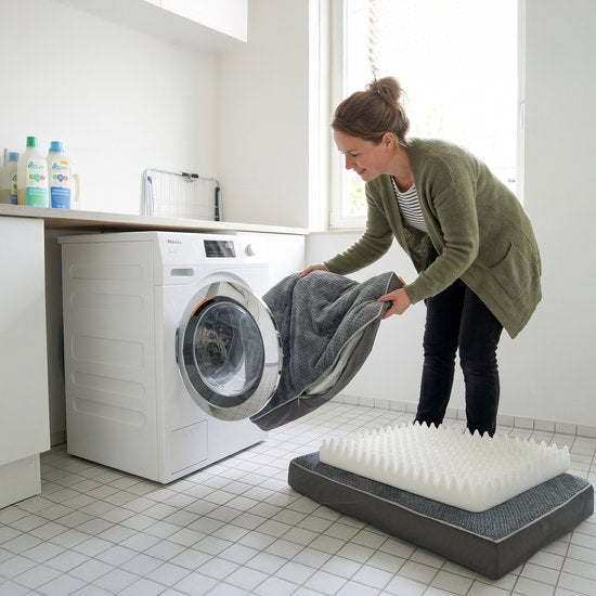 Coussin orthopédique pour chien Happysnoots® - Panier pour chien XXL 100 x 70 x 12 cm - Lit pour chien lavable pour grands chiens - Gris avec fermeture éclair