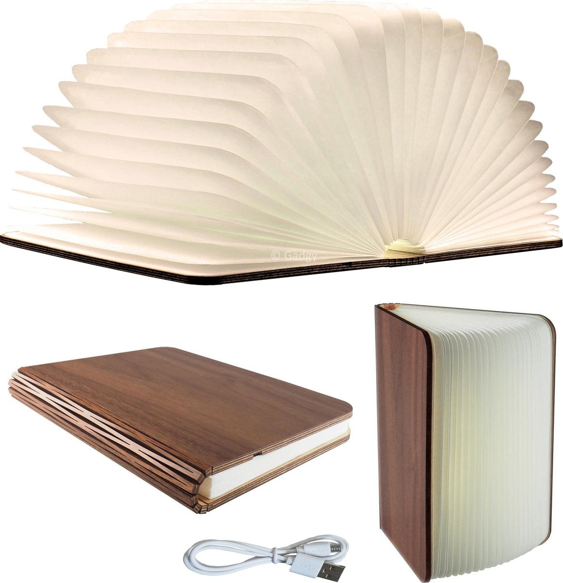 Gadgy Book Lamp - Lampe de table pour chambre à coucher - Eclairage d'ambiance intérieur - Taille : 21.5 x 17cm - Rechargeable