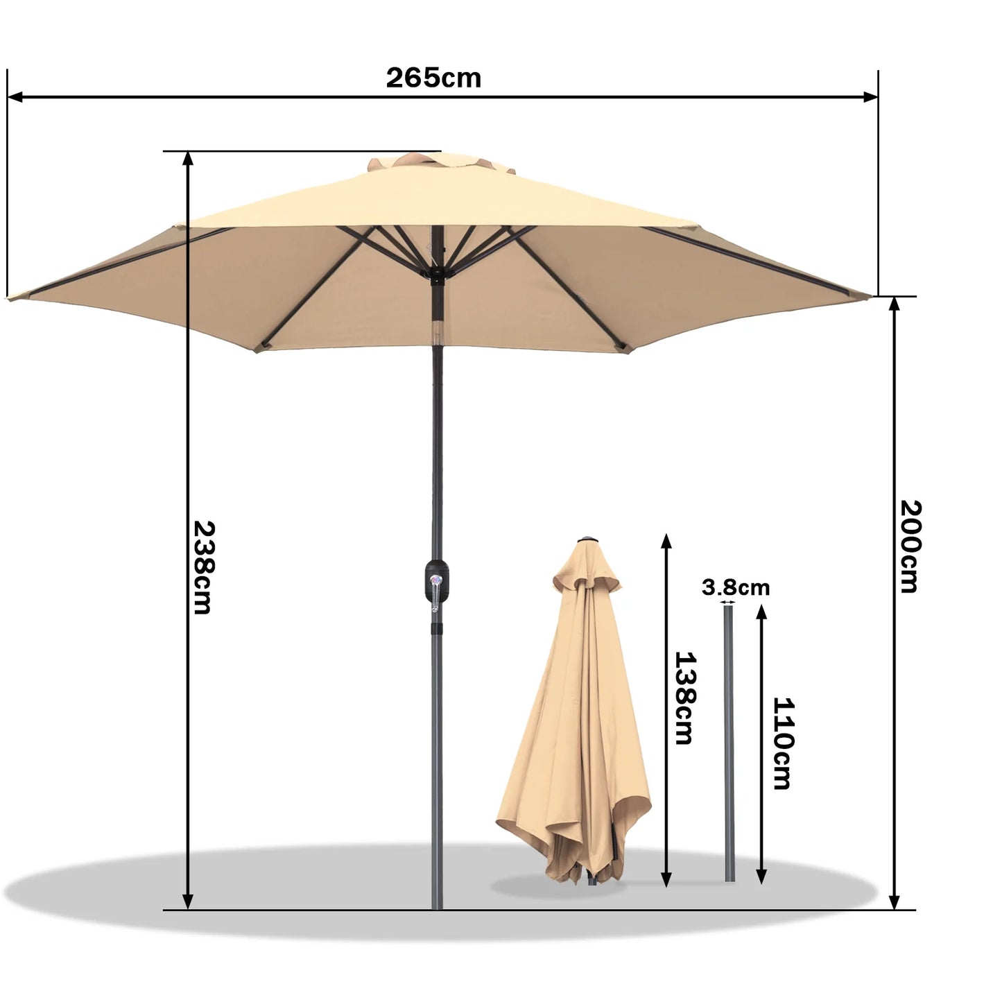 Parasol Angel Living Ø 270 cm - Terre cuite