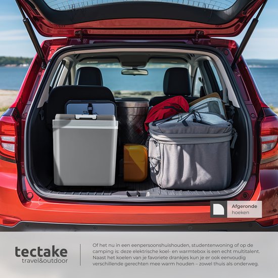 Glacière tectake® - Électrique - 24 litres - Poignée - Glacière pour voiture - Boîte isotherme - Chargeur 12 V et 230 V - Réfrigérateur de camping - Refroidissement et chauffage