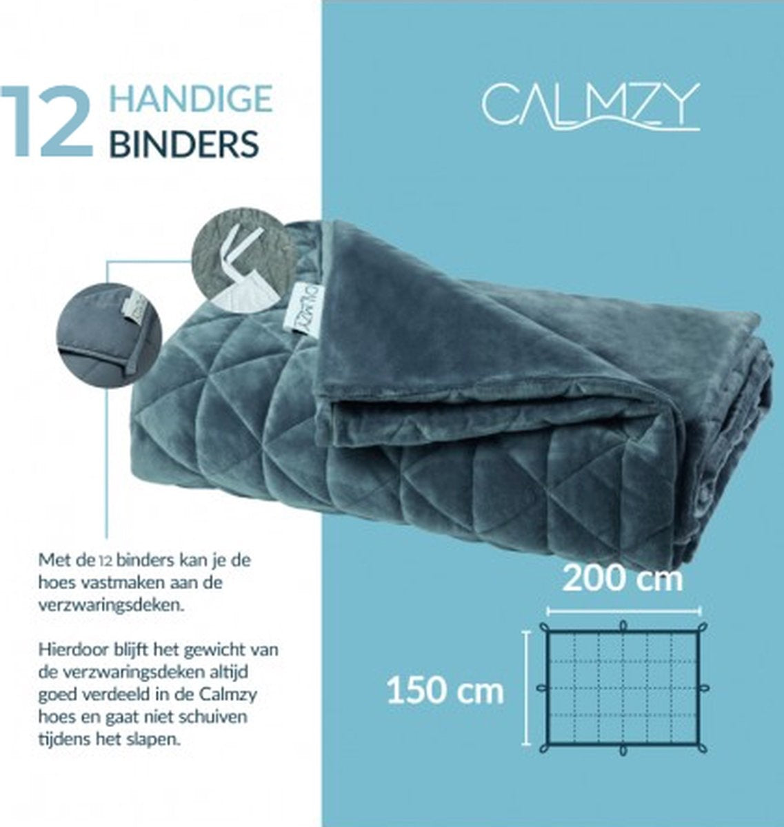 Calmzy Superior Soft - Duvet cover - Verzwaringsdeken hoes - 150 x 200 cm - Superzacht - Comfortabel - Navy