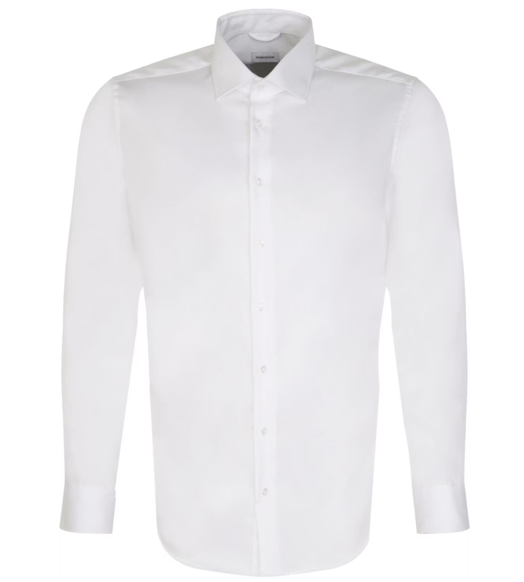 Seidensticker Shirt - Blanc - Taille 45 - Manches extra longues - Col New Kent - 100% coton