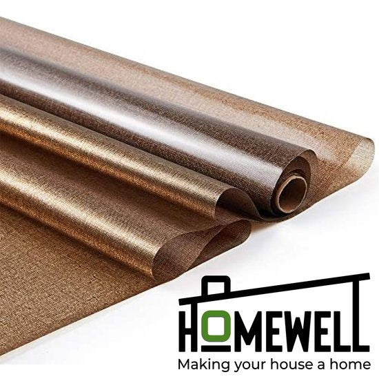 Homewell Film pour fenêtre HR++ 45x300 - Isolation et protection solaire - Anti-glace - Statique - Aspect lin Café