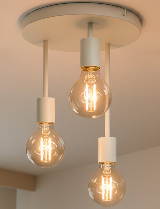 Plafonnier Nolt - 3x E27 Lampe - Industriel - Taupe - ⌀ 28cm - Beige