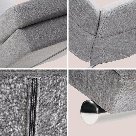 auteuil de Détente London – Tissu Gris Tressé, Charge 180 kg | Casaria