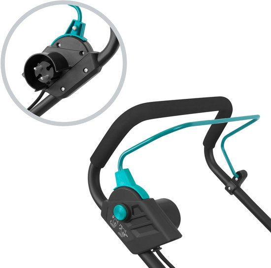 Tondeuse à gazon VONROC - 1600W - Largeur de coupe 38 cm - Cinq hauteurs de coupe réglables : 25/40/50/60/70 mm - Bac de ramassage 42L inclus