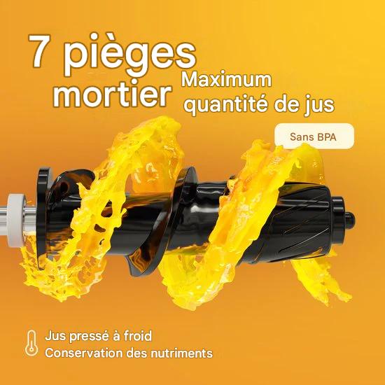 KitchenBrothers Extracteur de jus XL - Presse-agrumes - Presse-légumes et fruits - alimentation 43 mm et 70 mm - 500 ml - Champagne