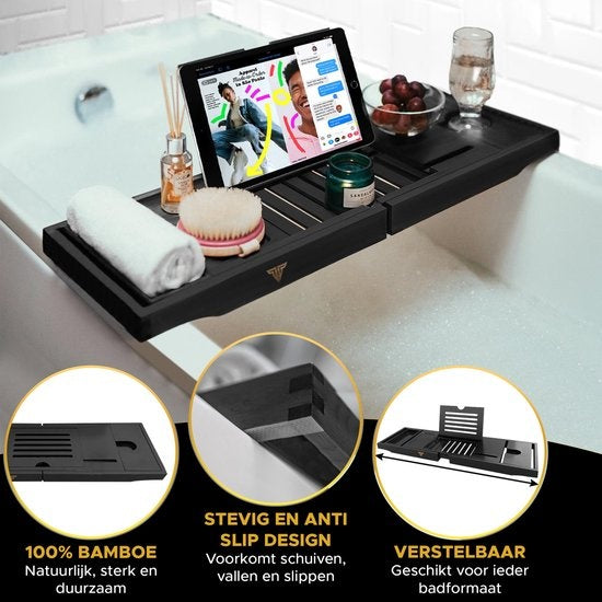 Toivo Bathboard - Extensible 75 - 111 cm - 2 bombes de bain incluses - Support de bain - Pour le bain