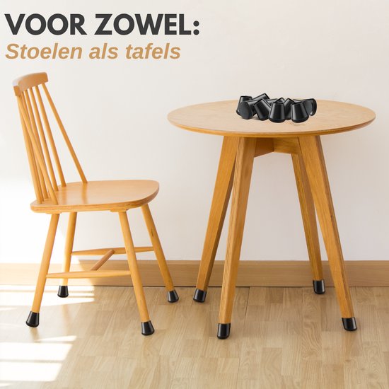 Vaive Protège-jambes de chaise rond avec feutre - 24 pièces - Protège-jambes de chaise Ø24-30 mm - Protection du sol pour les chaises - Noir