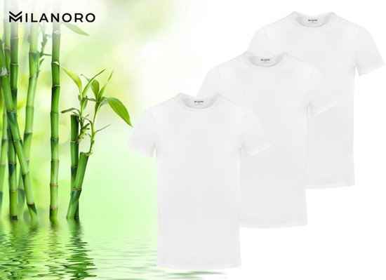 Milanoro - Lot de 3 chemises en bambou doux - Blanc - Taille XXL - Respirant et confortable pour un usage quotidien