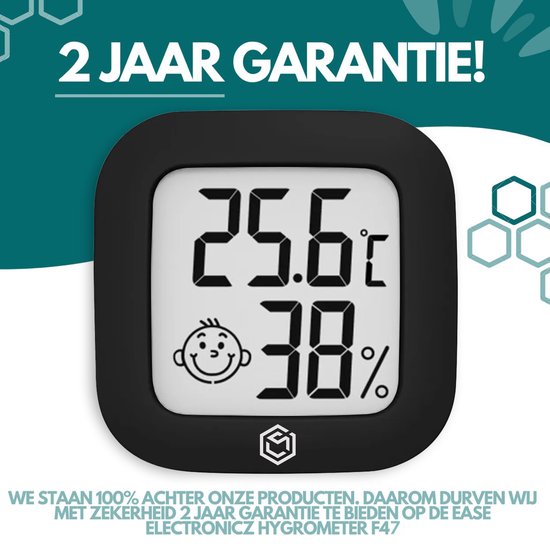 Ease Electronicz hygromètre - Station météo - Humidimètre - Thermomètre d'intérieur - Pile et bande adhésive incluses