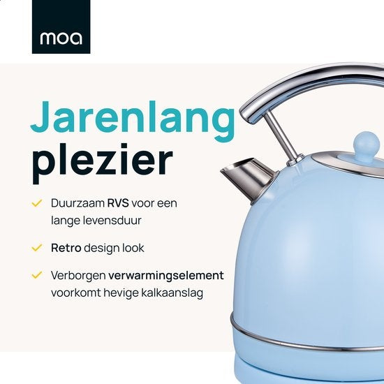 MOA Retro Kettle - Bleu pastel - Électrique - acier inoxydable - EK4TBL